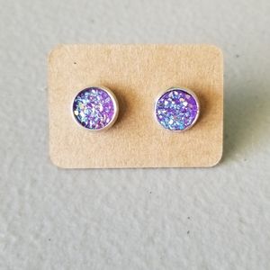 Purple druzy earrings